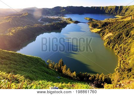 Sete Cidades landscape, Sao Miguel Island, Azores, Europe