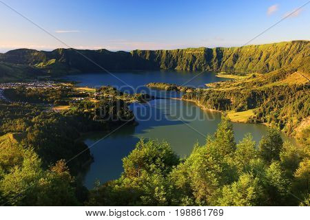 Sete Cidades landscape, Sao Miguel Island, Azores, Europe
