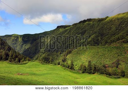 Sete Cidades landscape, Sao Miguel Island, Azores, Europe