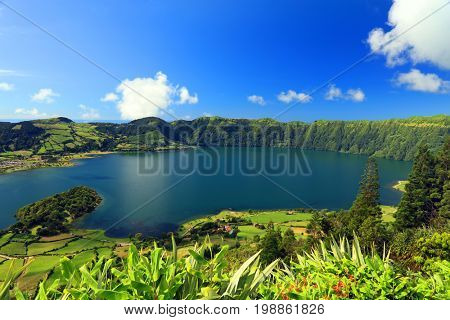 Sete Cidades landscape, Sao Miguel Island, Azores, Europe