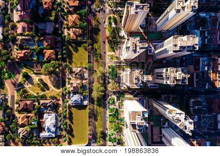 Top View of Ribeirao Preto city in Sao Paulo, Brazil by Drone
