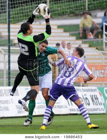 KAPOSVAR, Ungheria - 6 agosto: Zoltan Kovacs (L) e Peter Rajczi (R) in azione in una nazione ungherese