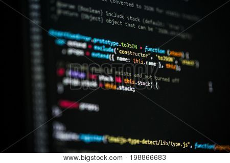 Software developer programming code