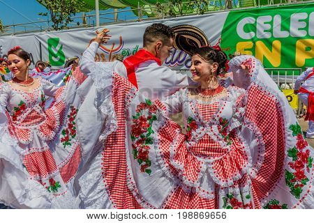 Barranquilla , Colombia  - February 25, 2017 : people participating at the parade of the carnival festival of  Barranquilla Atlantico Colombia
