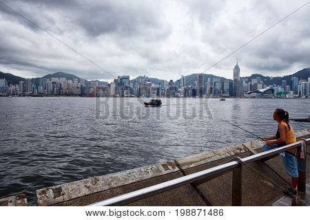 HONG KONG â JULY 17, 2017: Victoria harbour and city in background
