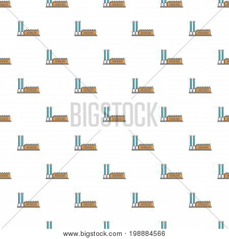 Factory building pattern in cartoon style. Seamless pattern vector illustration