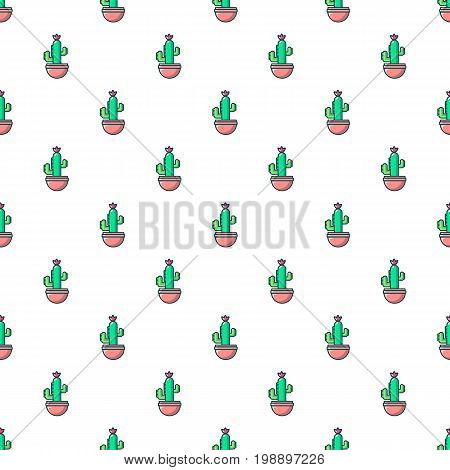 Cephalocereus cactus pattern in cartoon style. Seamless pattern vector illustration