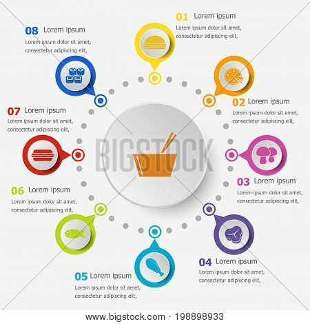Infographic template with food icons, stock vector
