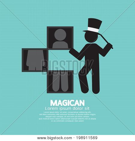 Black Symbol Graphic Of Magician Vector Illustration. EPS 10
