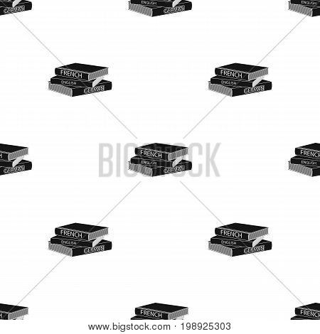 Various dictionaries icon in black design isolated on white background. Interpreter and translator symbol stock vector illustration.
