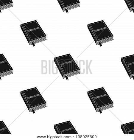 Dictionary icon in black design isolated on white background. Interpreter and translator symbol stock vector illustration.