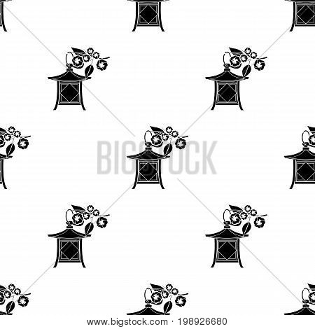 Japanese lantern icon in black style isolated on white background. Japan symbol vector illustration.