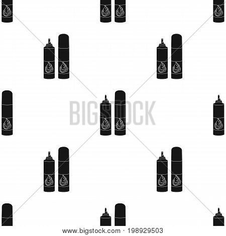 Whipped cream in an aerosol can icon in black style isolated on white background. Milk product and sweet symbol vector illustration.