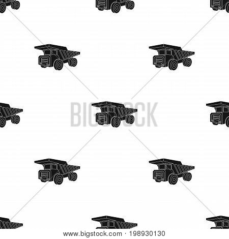 Yellow dump truck with black wheels.The vehicle used for transportation of minerals at the mine.Mine Industry single icon in black style vector symbol stock web illustration.