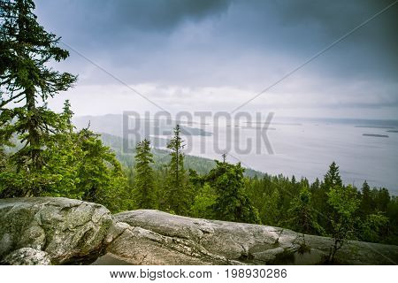 A Beautiful Panorama Of Lake And Forest From Koli National Park Peaks