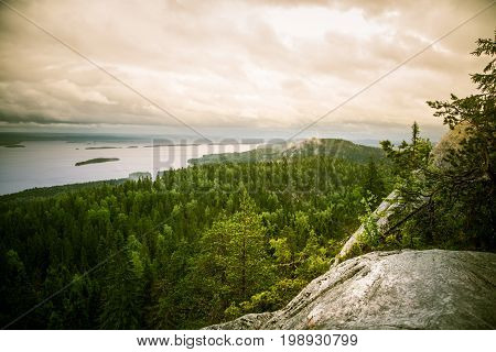 A Beautiful Panorama Of Lake And Forest From Koli National Park Peaks