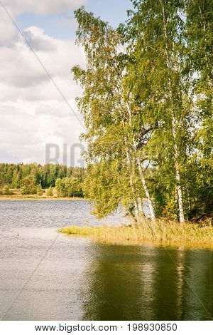 A Beautiful Lake Landscape In Finland