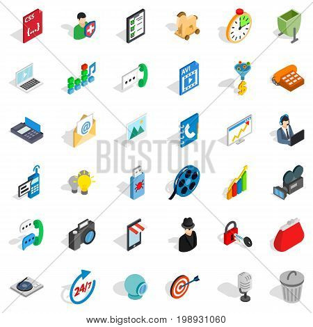 Web busket icons set. Isometric style of 36 web busket vector icons for web isolated on white background