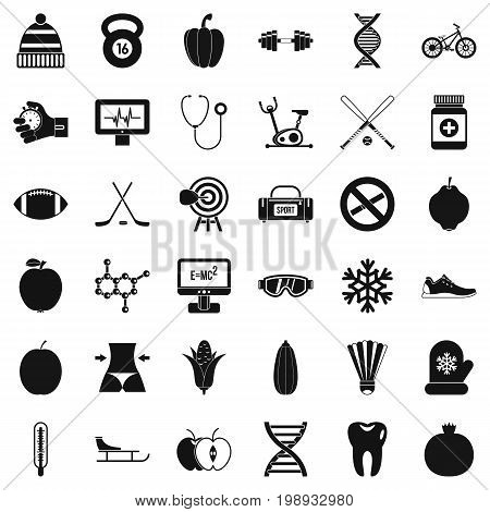 Wellness thing icons set. Simple style of 36 wellness thing vector icons for web isolated on white background