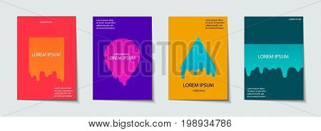 Trendy Template Set With Futuristic Modern Neon Shapes For Poster, Cover, Card, Broshure, Banner.