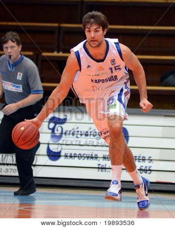 KAPOSVAR, HUNGARY - JANUARY 12: Dan Werner (15) in action at a Hugarian Cup basketball game Kaposvar vs. Paks January 12, 2011 in Kaposvar, Hungary.