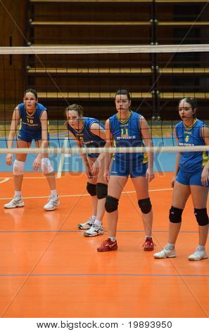 KAPOSVAR ฮังการี - 14 มกราคม: เล่น Kaposvar ในการดำเนินการที่ volle หญิงลี I. NB ฮังการี