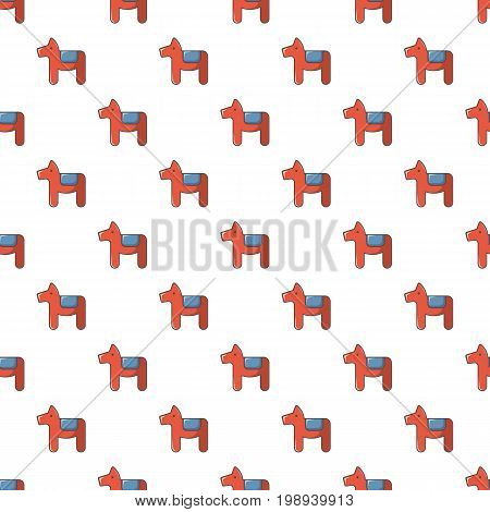 Dala horse Swedish symbol pattern in cartoon style. Seamless pattern vector illustration
