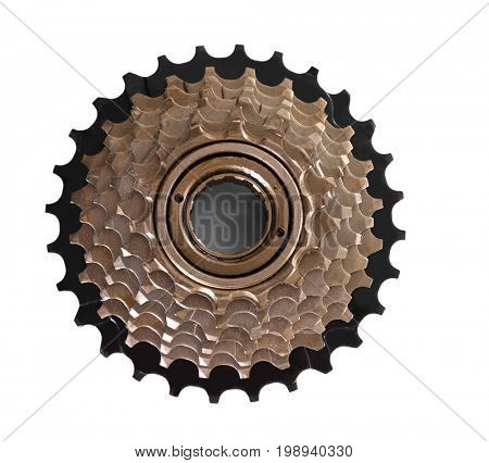 Bicycle cassette on white background