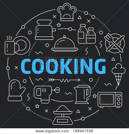 Black and Line Flat Circle illustration icons abstract