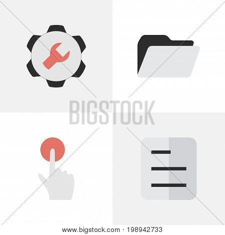 Elements Settings, File, Switch Knob And Other Synonyms Red, Button And Tools.  Vector Illustration Set Of Simple Interface Icons.