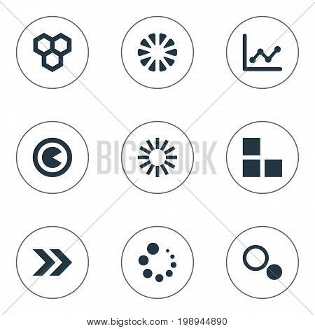 Elements Loading, Hive, Piece And Other Synonyms Information, Surge And Statistic.  Vector Illustration Set Of Simple Diagram Icons.