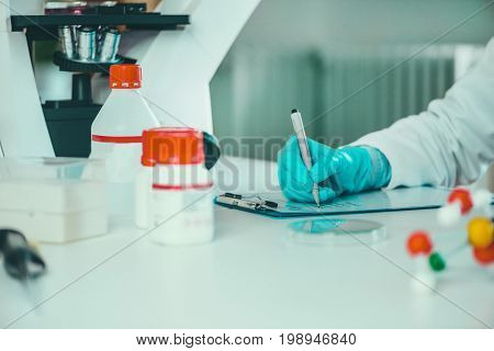 Scientist Researching In Laboratory, Toned Image, Selective Focus