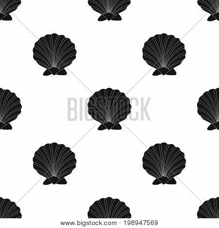 Prehistoric seashell icon in black design isolated on white background. Dinosaurs and prehistoric symbol stock vector illustration.