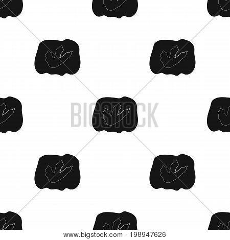 Rock with dinosaur footprint icon in black design isolated on white background. Dinosaurs and prehistoric symbol stock vector illustration.