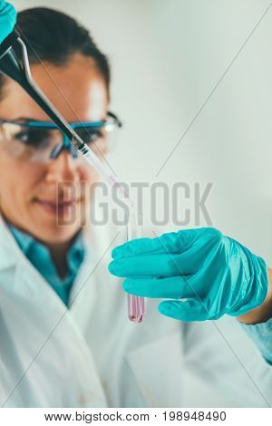 Scientist Researching In Laboratory, Toned Image, Selective Focus