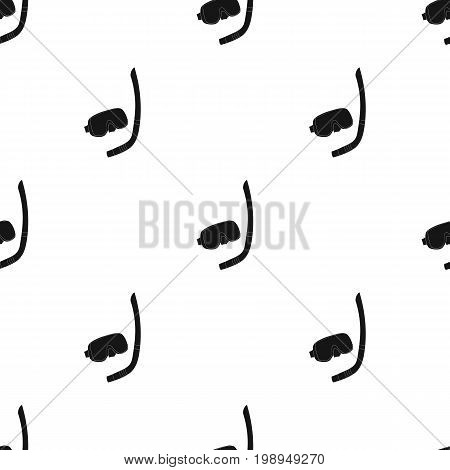 Mask and tube for diving icon in black design isolated on white background. Family holiday symbol stock vector illustration.