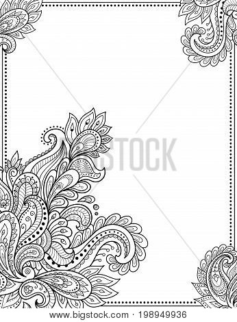 Stylized With Henna Tattoos Decorative Pattern For Decorating Covers For Book, Notebook, Casket, Mag