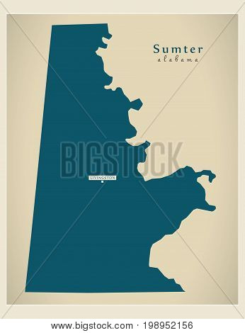 Modern Map - Sumter Alabama County Usa Illustration