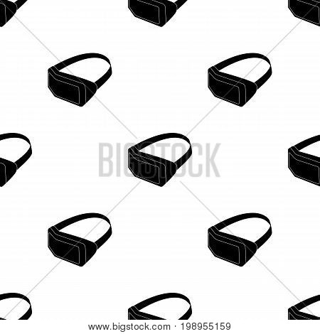 Virtual reality headset icon in black design isolated on white background. Personal computer accessories symbol stock vector illustration.