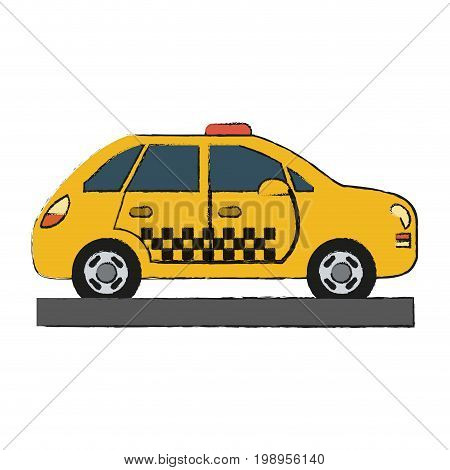 Colorful taxi cab doodle over white background vector illustration