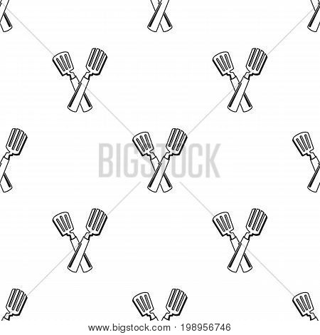 Crossed spatula icon in black design isolated on white background. Picnic symbol stock vector illustration.