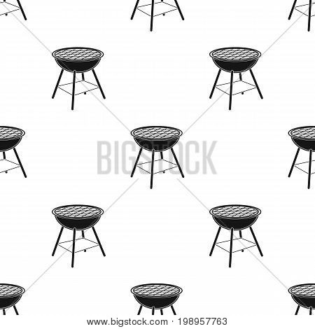 Barbecue grill icon in black design isolated on white background. Picnic symbol stock vector illustration.