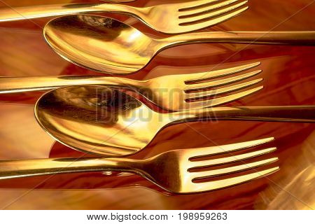 Fork and spoon  with reflections and light effects