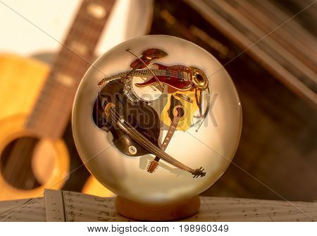 Music in the ball - 
Many Mirrored instruments