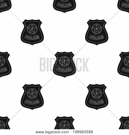 Police badge icon in black design isolated on white background. Police symbol stock vector illustration.
