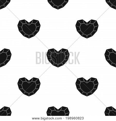 Heart-shaped gemstone icon in black design isolated on white background. Precious minerals and jeweler symbol stock vector illustration.