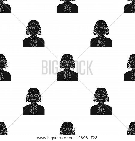 A judge in a wig and glasses. A person who makes a verdict to a criminal.Prison single icon in black style vector symbol stock web illustration.