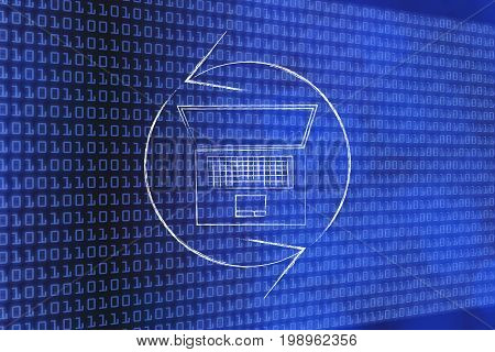 Laptop With Spinning Reloading Arrows Symbol