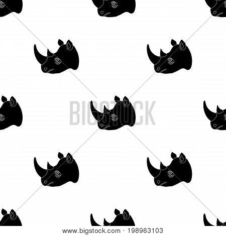 Rhinoceros icon in black design isolated on white background. Realistic animals symbol stock vector illustration.