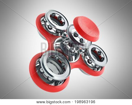 Red Hand Spiner 3D Render On Grey Background